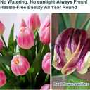 20PCS Fake Tulips Artificial Tulip Silk Flowers Fake PU Bouquet Artificial Flowers Faux Flowers with Gift Box Soft Faux Tulips Bouquets Arrangements for Party Wedding Home (Pink)