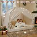 Twin Bed Tent for Kids, Indoor Play Tent with Star Lights, Cozy Privacy Space Birthday Gift for Boys & Girls (Cream)