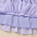 Girl Summer Dress Polka Dot Casual A-line Flutter Ruffle Sleeve Double Layer Flowy Dress 5-13 Years (Purple)