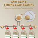 2 x Wall Hanging Jewelry Organizer with Wooden Beads, Strong Suction Cup Hair Clip Holder for Bathroom & Bedroom, 12 Inch Space Saving Storage for Hair Ties, Necklaces, Bracelets, Rings