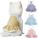 4 Pieces Dog Dress for Small Dogs Girl, Puppy Sleeveless Clothes Pet Pullover Vest Skirt, Cute Dress Pet Dog Shirt Breathable Outfits for Small Dogs Puppy Cats Girl Apparel (M) (M(Chest : 15.7"), Solid Color)