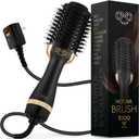 Professional Blowout Hair Dryer Brush, Black Gold Dryer and Volumizer, Hot Air Brush for Women, 75MM Oval Shape (Black Gold)