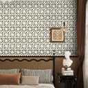 Peel and Stick Wallpaper Geometric Boho Wallpaper Black Beige Contact Paper 393 "x17.3 Self-Adhesive Wall Paper Vintage for Bedroom Waterproof Removable Shelf Liner Decal Vinyl Roll