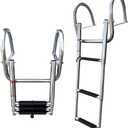 Pontoon Boat Ladder, Stainless Steel 3 Step Telescoping Boat Boarding Ladder with Wide Steps, Folding Boat Swim Ladder,Dock Ladder with Hand Railings Heavy Duty (Silver)