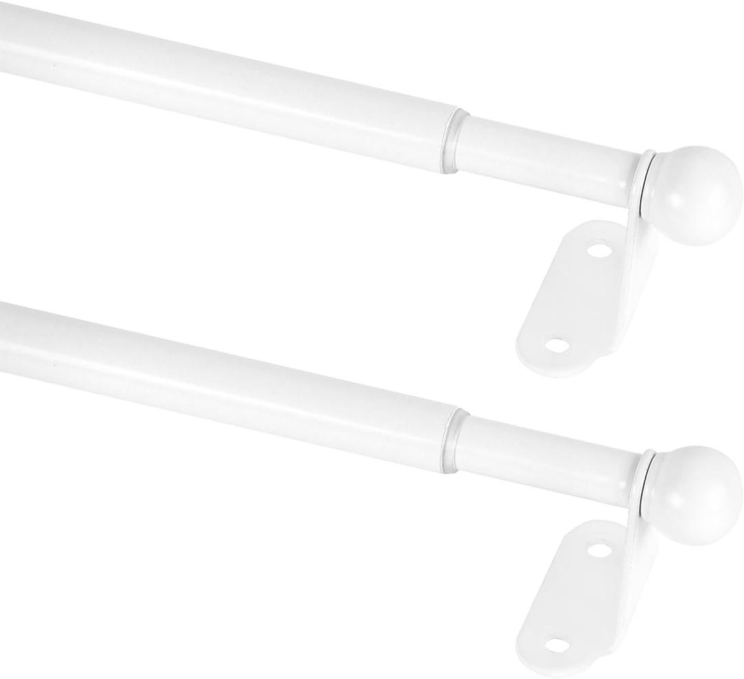 KXLife 2 Pack Small Curtain Rod 18-30 Inch, 1/2 Diameter, Cafe Door Curtain Window Rod, Adjustable Drapery Rods with Brackets (White)