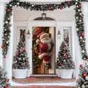 Christmas Decorations Merry Christmas Banner Xmas Porch Door Sign for Winter Party Decorations Supplies (Santa Claus-6, 70.8 x 35.4 Inch)