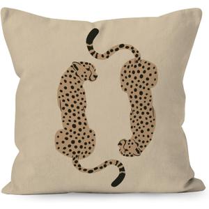 Trendy Retro Leopard Decorative Throw Pillow Cover, Leopard Cheetah Room Decor, Rustic Neutral Cheetah Wild Animals Pillow Covers for Home Room Bed Sofa Decor, 18x18 Inch