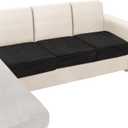 NAISI Couch Cushion Covers 3 Pieces Velvet Stretch Sofa Seat Covers or Backrest Covers Soft Individual Couch Covers for Sectional Sofa(3 Pcs for 3-Seat Cushion,Black)