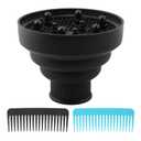 Universal Foldable Hair Dryer Diffuser, Travel Hair Dryer Diffuser Attachment with Comb, Portable Hairs Diffusers Blow Dryers Attachment for Natural Thick Hairs(Black)