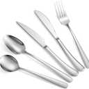 Silver Flatware Set, 18/10 Stainless Steel 20 Piece/Household Stainless Steel Set/Upgraded Knife, Spoon, Fork Mirror Polished, Dishwasher Safe (20 Pieces - Hammered)