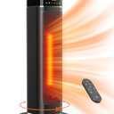 24" Space Heater, JRD Fast Heating Portable Electric Heater with Remote, Night Light, 80° Oscillation,4 Mode, Overheat&Tip-Over Protection, Ceramic Heat for Bedroom Office Indoor