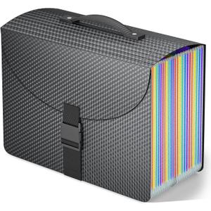 25 Pockets Expanding File Folder with Handle,Expandable File Organizer,Portable Accordion File Organizer A4 Letter Size,Adjustable Strap,Perfect Filing Folders for Documents,Colored Tabs (Diamond)