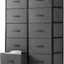 DUMOS Dresser for Bedroom, 10 Storage Drawers, Wide Fabric Closet Chests Organizer Tower Furniture with Wooden Top Metal Frame for Clothes, Guest Room, Living Room, Hallway, Entryway