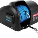 Camco TRAC-Outdoor Products Fisherman 25-G3 Electric Anchor Winch - Anchors Up to 25 lb. - Includes 100-feet of Pre-Wound Anchor Rope with Use (69002), Black