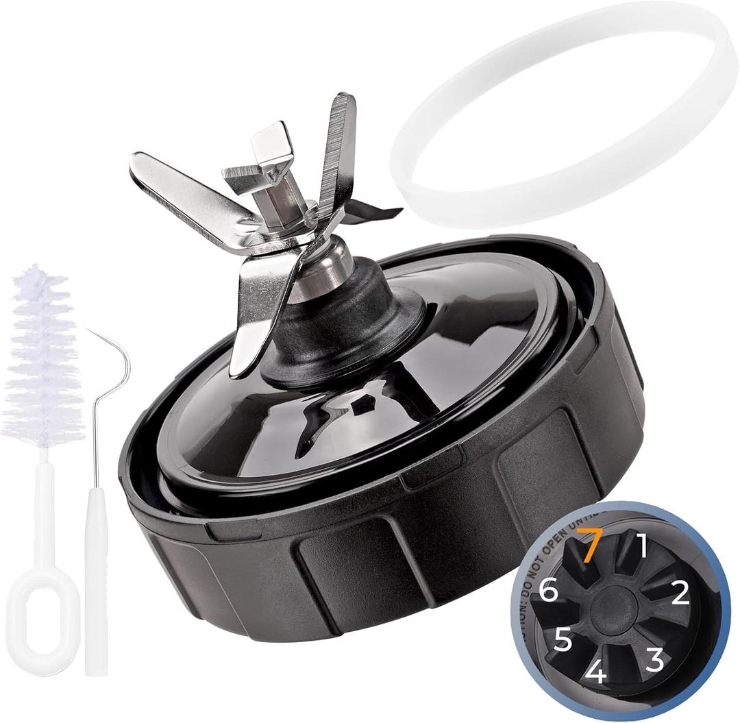 7 Fins Blender Blade Replacement Parts for Ninja, Extractor Blade Assembly Compatible with Ninja BN401 BN701 BN751 BN801 BL480-30 BL642-30 BL682 BL687 NN102 BL2012,with Hook, Brush, Rubber Gasket