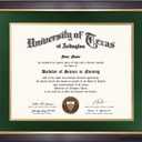 GMFrames 11x14 Wood Diploma Frame with Green Mat or Display 14x17 Certificates without Mat,UV Protection Acrylic,Deep Brown Finish with Gold Trim