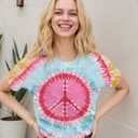 Women Hippie Shirt 60s 70s Tie Dye Hippie Costume T-Shirt Peace Love Tshirt Vintage Graphic Tee Tops, XL 