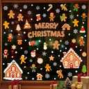 6 Sheets Cute Gingerbread Window Clings Christmas Window Clings for Glass Windows Electrostatic Gingerbread Stickers Sided Visible Design for Christmas Windows Decorations