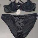 Avidlove Lingerie Sets for Women Sexy 2 Piece Bra and Panty Set Satin Lace Lingerie Set Unlined Underwire Bra (Dark Gray), (XL)