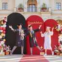 Black and Red Arch Backdrop Cover 7.2FT 6.6FT 6FT Arch Covers Stretchy Backdrop Set of 3, Wedding Arch Cover Spandex Fitted Double-Color Fabric Arch Covers for Party Baby Shower Birthday Decoration