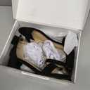 PANDANINJIA Girls Dress Shoes Toddler Kids Heels Sandals Ankle Strap Wedding Party Phoebe Flower Girl Shoes (4 Big Kid, Iv Black Suede)