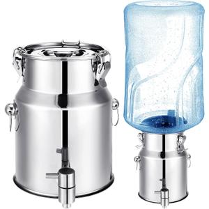 Tioncy Stainless Steel Water Dispenser 1.3 gallon Countertop Drink Dispenser with Spigot and Airtight Lid for Up To 5 Gallon Bottle Metal Drink Dispenser for Home Office Indoor Outdoor Supplies