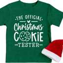 Boys Girls Baking Shirts Cookie Lover T-Shirt Official Cookie Tester Tee Tops (Green) Size 110-3T