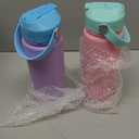 GoKEDA 18oz Kids Water Bottle, 2 Pack Insulated Bottles with Stickers, 18/8 Stainless Steel Vacuum Leak Proof Straw Cup for School, Gifts for Girls(Pink, Purple)