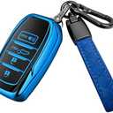 Sindeda for Toyota Key Fob Cover with Keychain Soft Full Protection Key Shell fit for 2025 Camry 2019-2024 Venza, RAV4 Prime, Land Cruiser, Fortuner, Grand Highlander, Corolla Cross 4-5Buttons(Blue)
