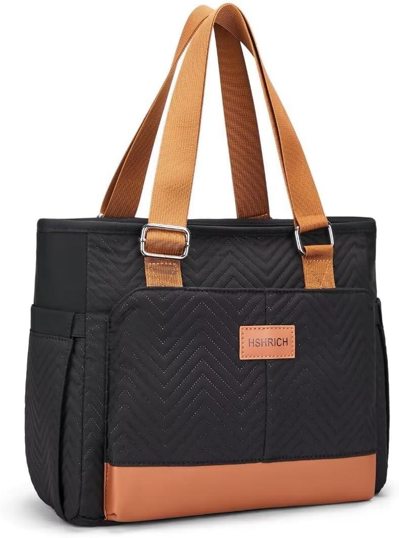 Lunch Bag Lunch Box Women - Leakproof Insulated Lunch Cooler Bag for Women - Large Lunch Tote Bags Adults, Brown Black