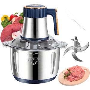 Electric Food chopper, Food Processors, Meat Grinder, 800W, 18/10 Stainless Steel, 3L Capacity,Vegetable Chopper,5-key Buttons,Quadruple-Layer 4 Blades,Suitable For Food processing and Chopping