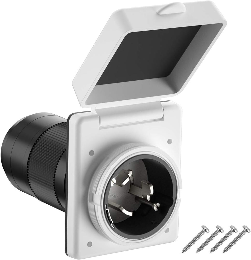 Kohree 50 Amp RV Plug Twist Lock Inlet, Shore Power Inlet Plug NEMA SS2-50P 125V/250V RV Power Receptacle for Marine Boat Trailer Camper Shed, ETL Listed