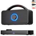 5.8Ghz Wireless Speakers for TV, 30-hrs Playtime, Portable TV Speakers for Hard of Hearing Seniors, 50 ft Range Compatible with ARC, Opt, AUX, USB, Coax Port (Cables Included)