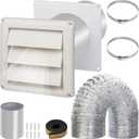 Dryer Vent Kit with Hose, Duct Connector, Dryer Vent Cover Outside Connector Wall Plate Ducting Kit for Bathroom Ventilation Fans Exhaust, Ceiling Washer Air Circulation
