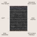 JONATHAN Y Boho Vintage Diamond Black/Ivory Square Area Rug 3X3 ft, Moroccan Hype for Living Room, Bedroom, Kitchen, Office, Easy-Cleaning, High Traffic, Pet-Friendly, Non-Shedding (MOH101D-3SQ)