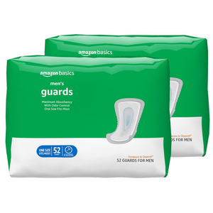 Amazon Basics Men's Incontinence Guards, Maximum Absorbency, 104 Count, (2 Packs of 52)