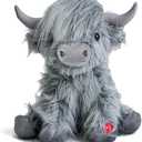 Tonpect Highland Cow Stuffed Animal with Mooing Sound, 10 inch, Cuddly Farm Cow Toy for Boys Girls Gift Decoration