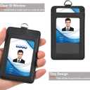 PU Leather ID Badge Holder, Life-Mate ID Badge Holder with 1 Clear ID Window 1 Credit Card Slot and PU Leather Lanyard for Badge Credit Cards College ID Cards in Black