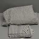 JELLYMONI 100% Natural Cotton 3pcs Striped Duvet Cover Sets,White with Grey Stripes Pattern Printed Comforter Cover,with Zipper Closure & Corner Ties(King Size) (King(104"90"), 0604)