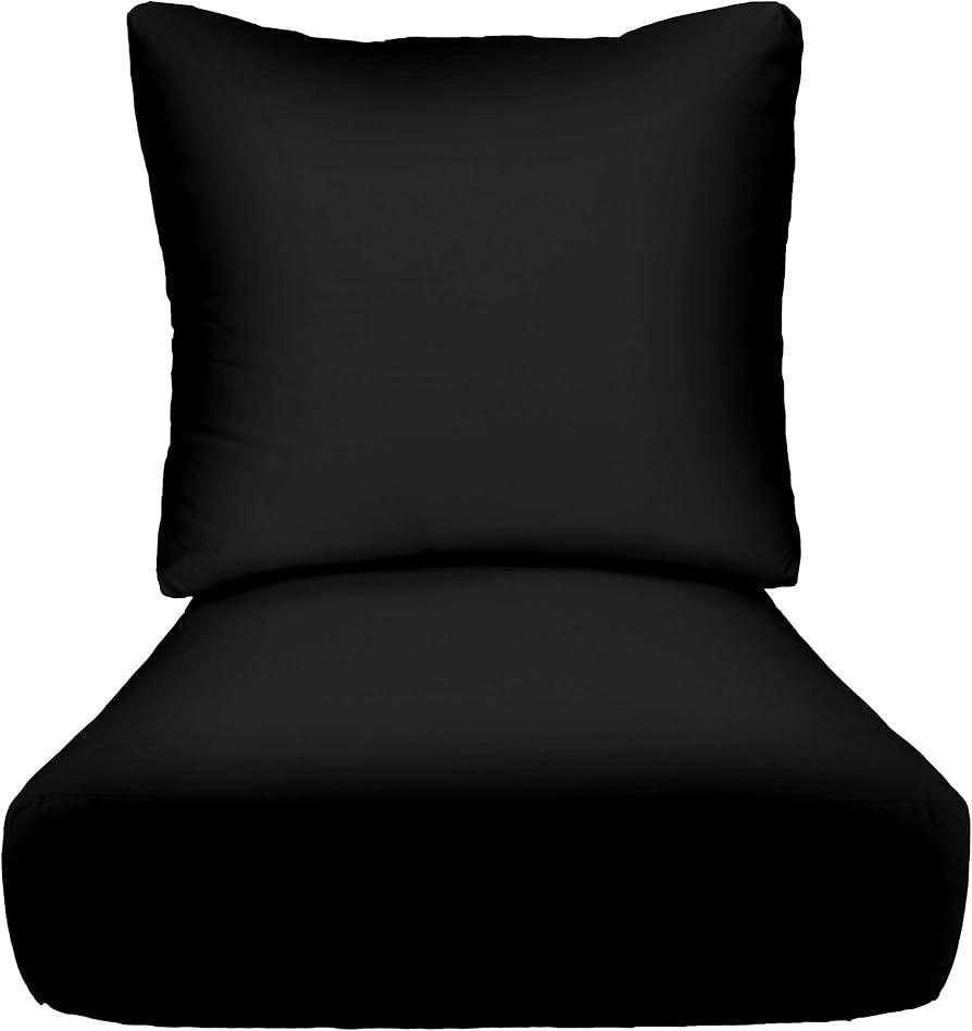 Outdoor Seat Cushion, Color Black Seat Width 23", 2 Count (Pack of 1) Outdoor Seat Cushion, Color Black Seat Width 23", 2 Count (Pack of 1)