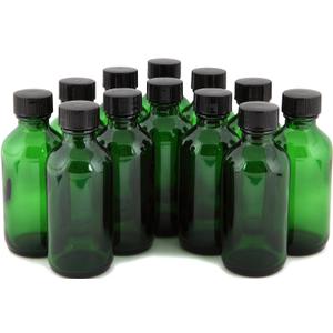 Vivaplex, 12, Green, 2 oz Glass Bottles, with Lids
