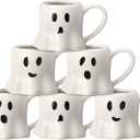 6 Pcs Halloween Ghost Mug 11 oz Ceramic Mug Set of 6 White Ghost Coffee Cup Halloween Themed Design Cup Set for Coffee Tea Hot Chocolate Gifts Presents 4.7 x 3.5 x 3 Suitable for Microwave Use