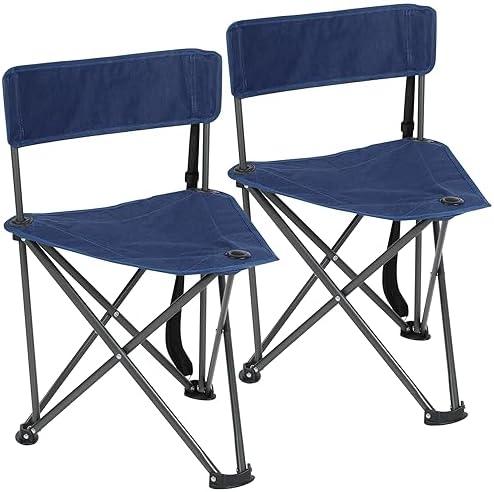 REDCAMP 2 Pack Tripod Chairs for Adults, Folding Lightweight Portable Golf Chairs for Spectators, Compact 3 Legged Tripod Stools Seat with Backrest for Camping Fishing Hunting, Blue