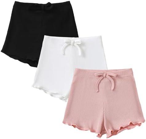 SOBOWO Toddler Girl Shorts Ribbed 3 Pack Baby Girls Solid Soft Elastic Waist Casual Playing Shorts Summer Short Pants XXL