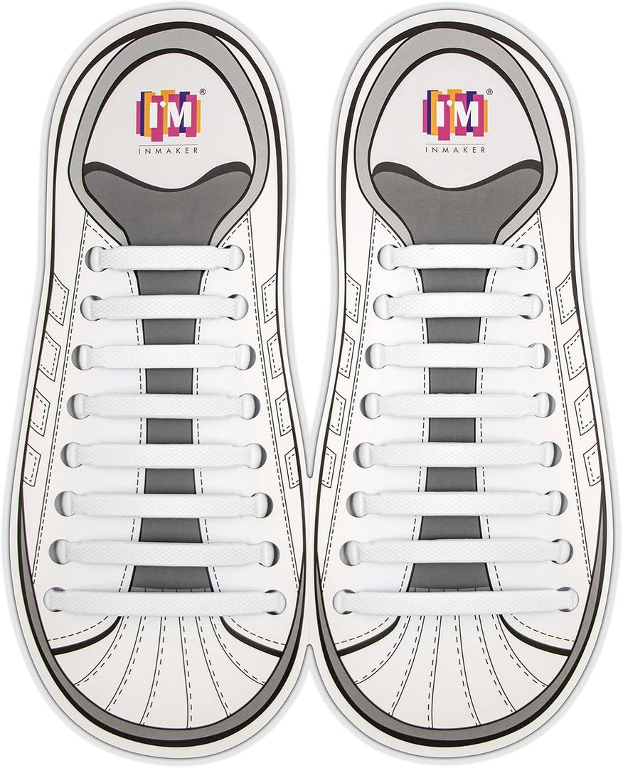 INMAKER No Tie Shoe Laces for Adults and Kids, Elastic Shoelaces for Sneakers, Rubber Silicone Tieless Laces