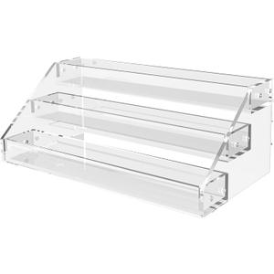 AISIDERK 12" Acrylic Riser, Shelves - 3-Tier Clear Perfume Organizer,Sturdy and Stable Acrylic Organizer for Display Decorative,Skincare Organizers for Countertop, Tabletop, Collectibles, Nail Polish