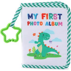 Baby's My First Family Album Soft Photo Cloth Book Dinosaur My First Book of Photos Dino Baby Memory Album Gift Holds 4x6 Pictures for Babies Newborn Toddler & Kids Baby Shower