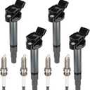 Ignition Coil Pack UF596 & Double Iridium Spark Plug 2009 2010 2011 for Toyota Corolla Matrix Prius 2012 2013 2014 2015 2017 for Lexus Scion IM XD for Pontiac Vibe 1.8L L4 UF619 90919-02258