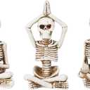 Newman House Studio Halloween Skeleton Decor - Realistic Meditating Skeleton Statues, Set of 3, 2*1.5*3.75 in Resin Indoor Zen Skull Decor