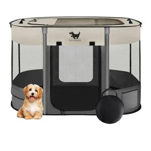 Rest-Eazzzy Dog Playpen, Foldable Kitten Playpen for Medium Dogs, Portable Pet Puppy Playpen with Removable Shade Cover, Indoor Outdoor Travel Camping Use for Small Pets with Carrying Case (M Grey)